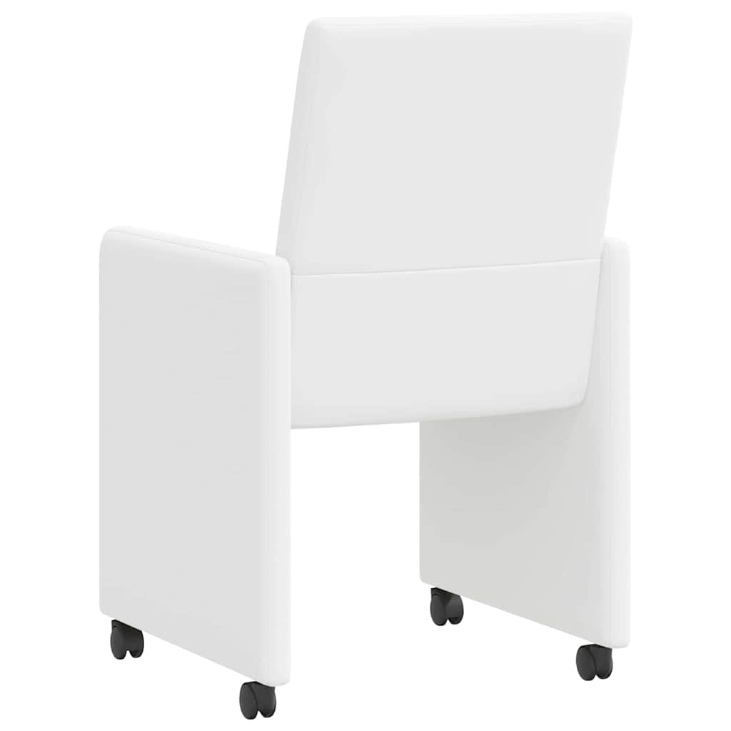 Ēdamistabas krēsli ar ritentiņiem 2 gab. balti 57 x 66 x 94 cm
