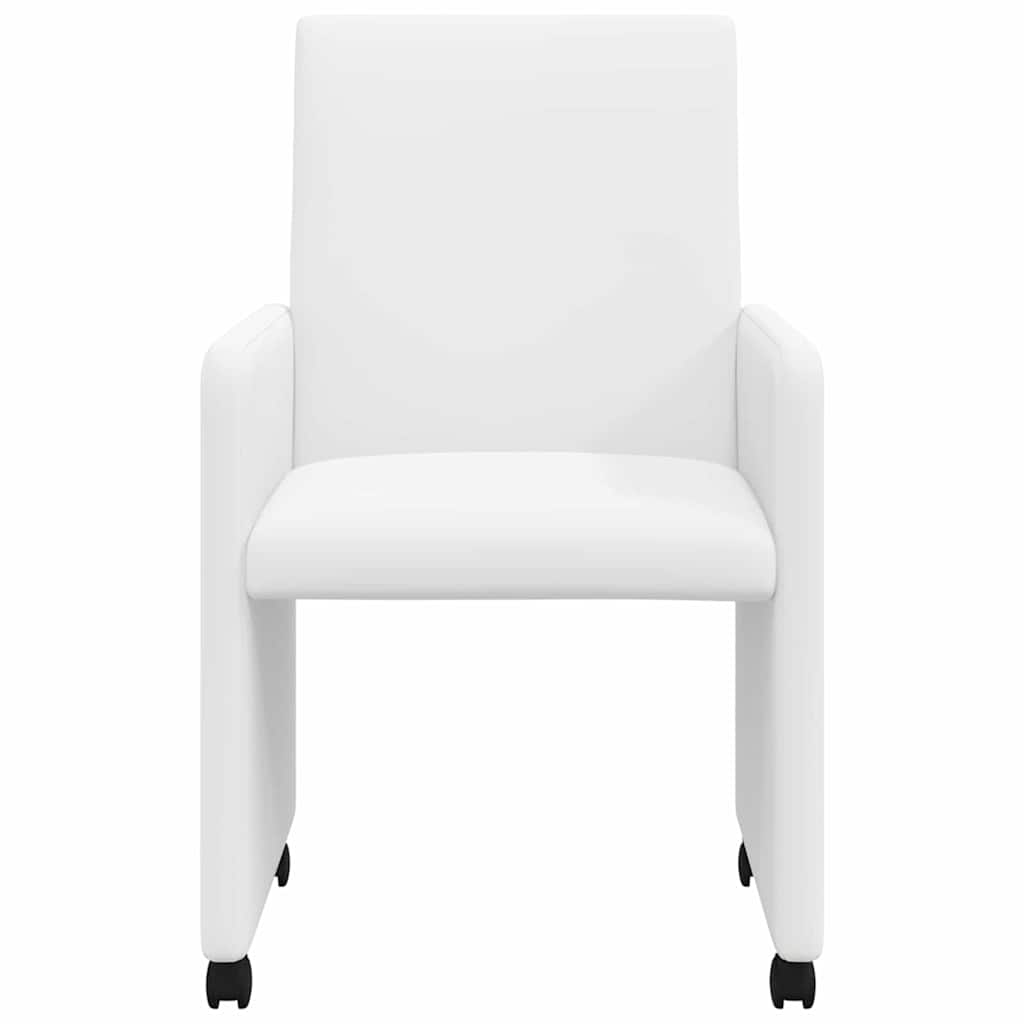 Ēdamistabas krēsli ar ritentiņiem 2 gab. balti 57 x 66 x 94 cm