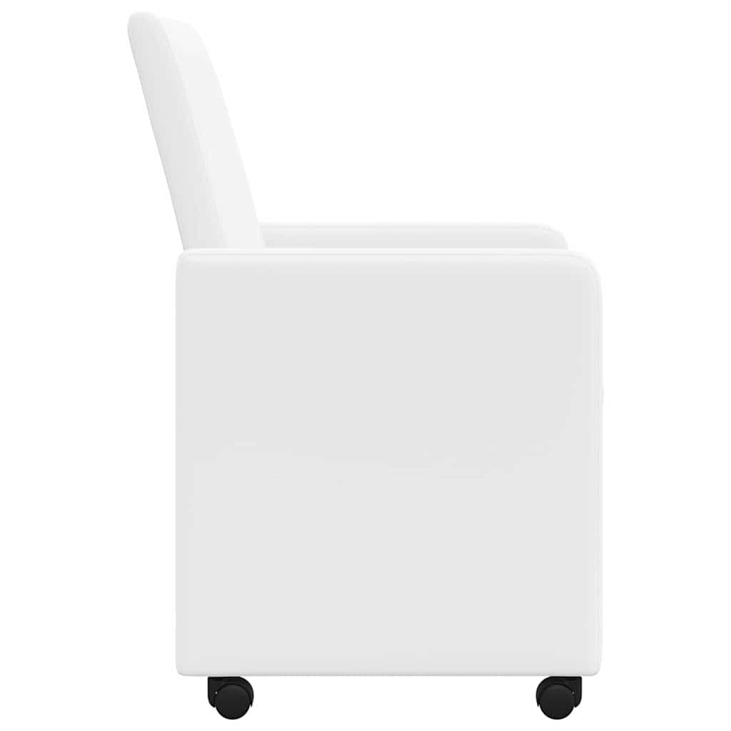 Ēdamistabas krēsli ar ritentiņiem 2 gab. balti 57 x 66 x 94 cm