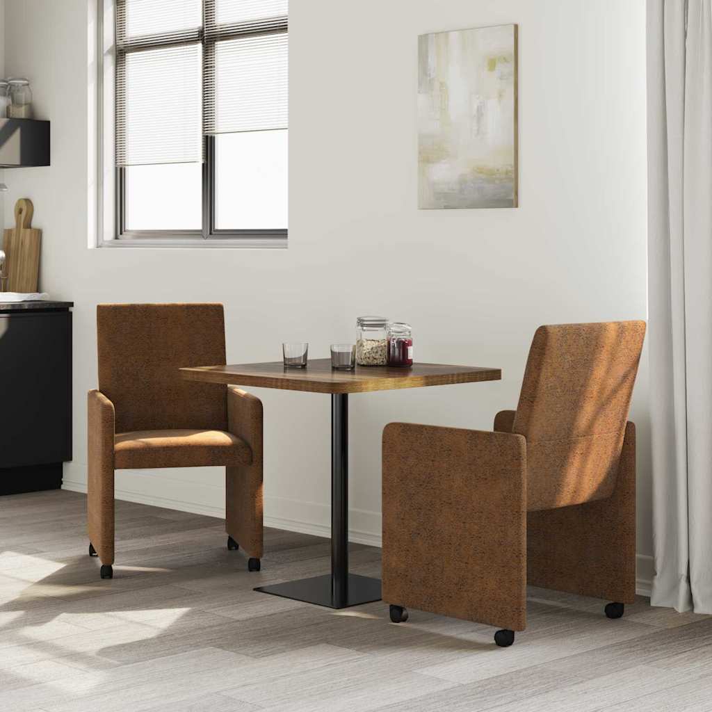 Valgomojo Kėdės su Ratukais 2 pcs Ruda 57 x 66 x 94 cm