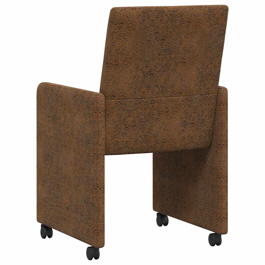 Valgomojo Kėdės su Ratukais 2 pcs Ruda 57 x 66 x 94 cm