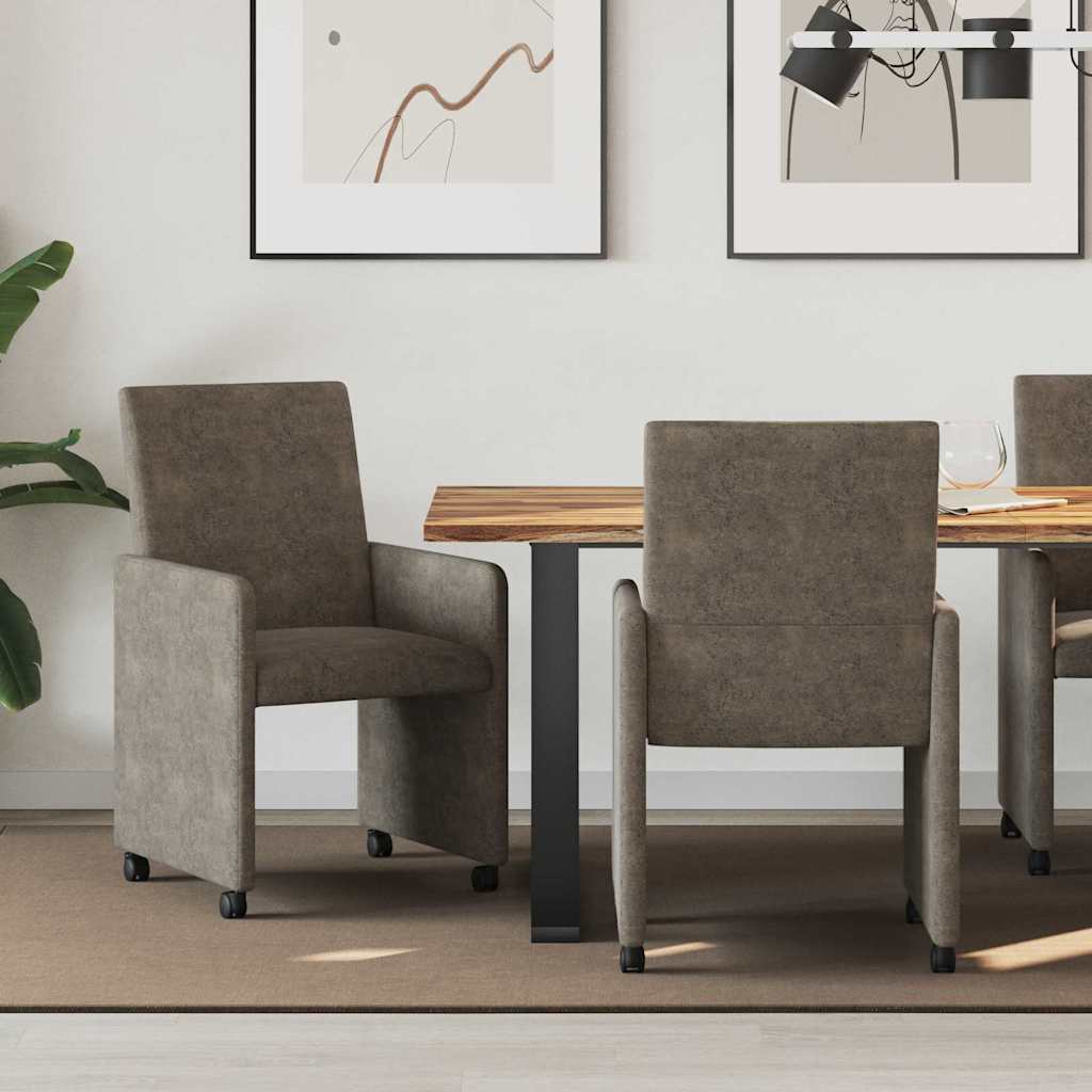 Valgomojo Kėdės su Ratukais 2 pcs Tamsiai pilka 57 x 66 x 94 cm