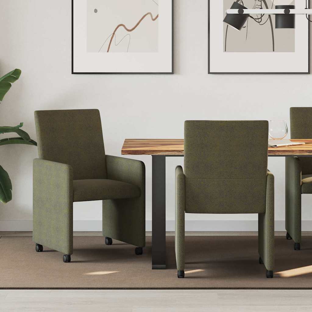 Dining Chairs with Wheels 2 pcs Army green 57 x 66 x 94 cm