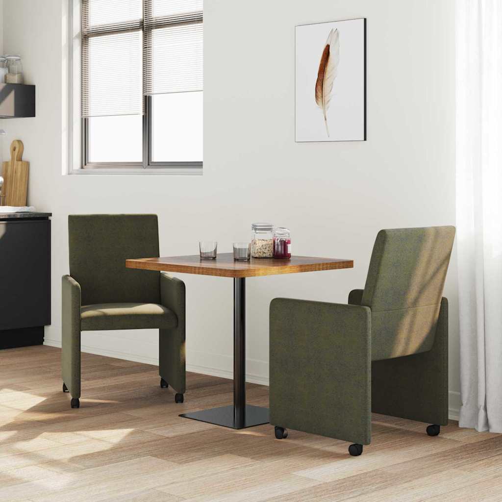 Dining Chairs with Wheels 2 pcs Army green 57 x 66 x 94 cm