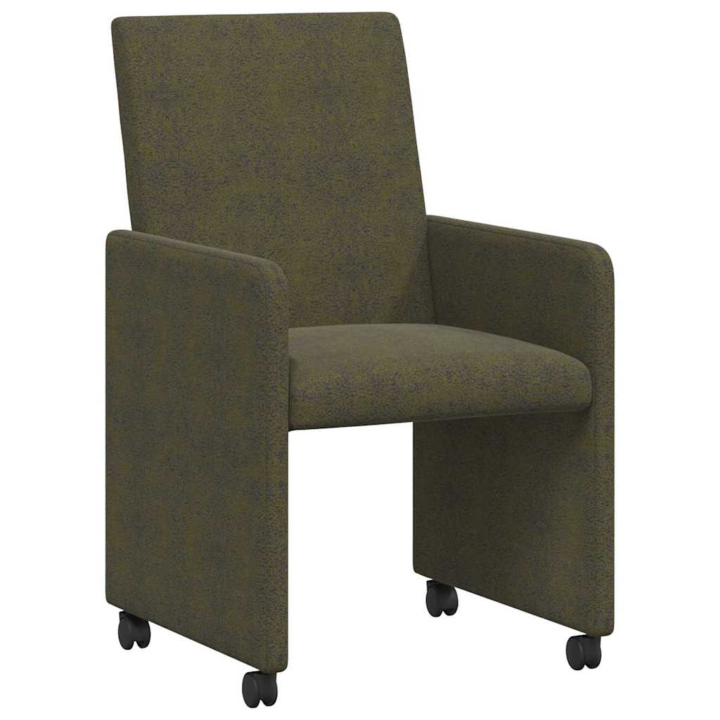 Valgomojo Kėdės su Ratukais 2 pcs Armijos žalia 57 x 66 x 94 cm