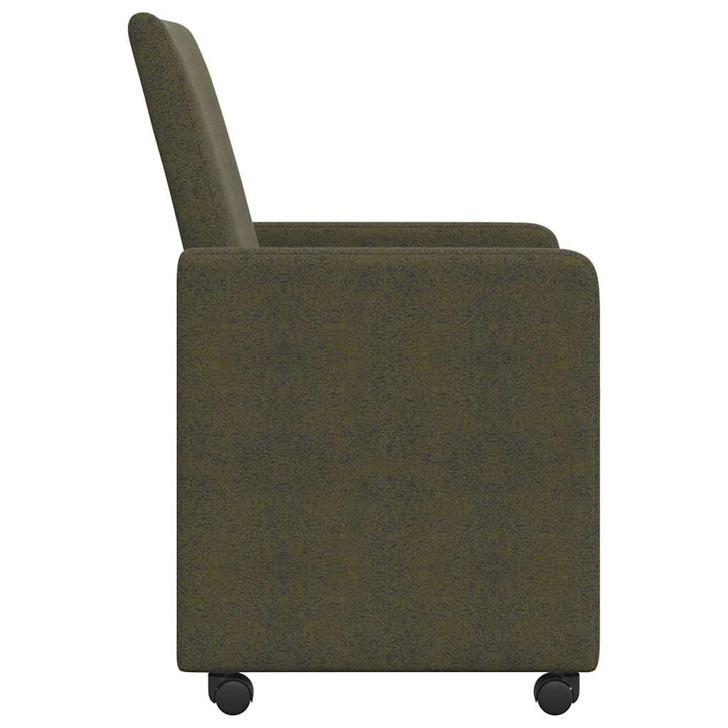 Valgomojo Kėdės su Ratukais 2 pcs Armijos žalia 57 x 66 x 94 cm