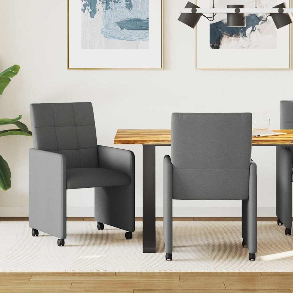 Valgomojo Kėdės su Ratukais 2 pcs Tamsiai pilka 58 x 65 x 94 cm