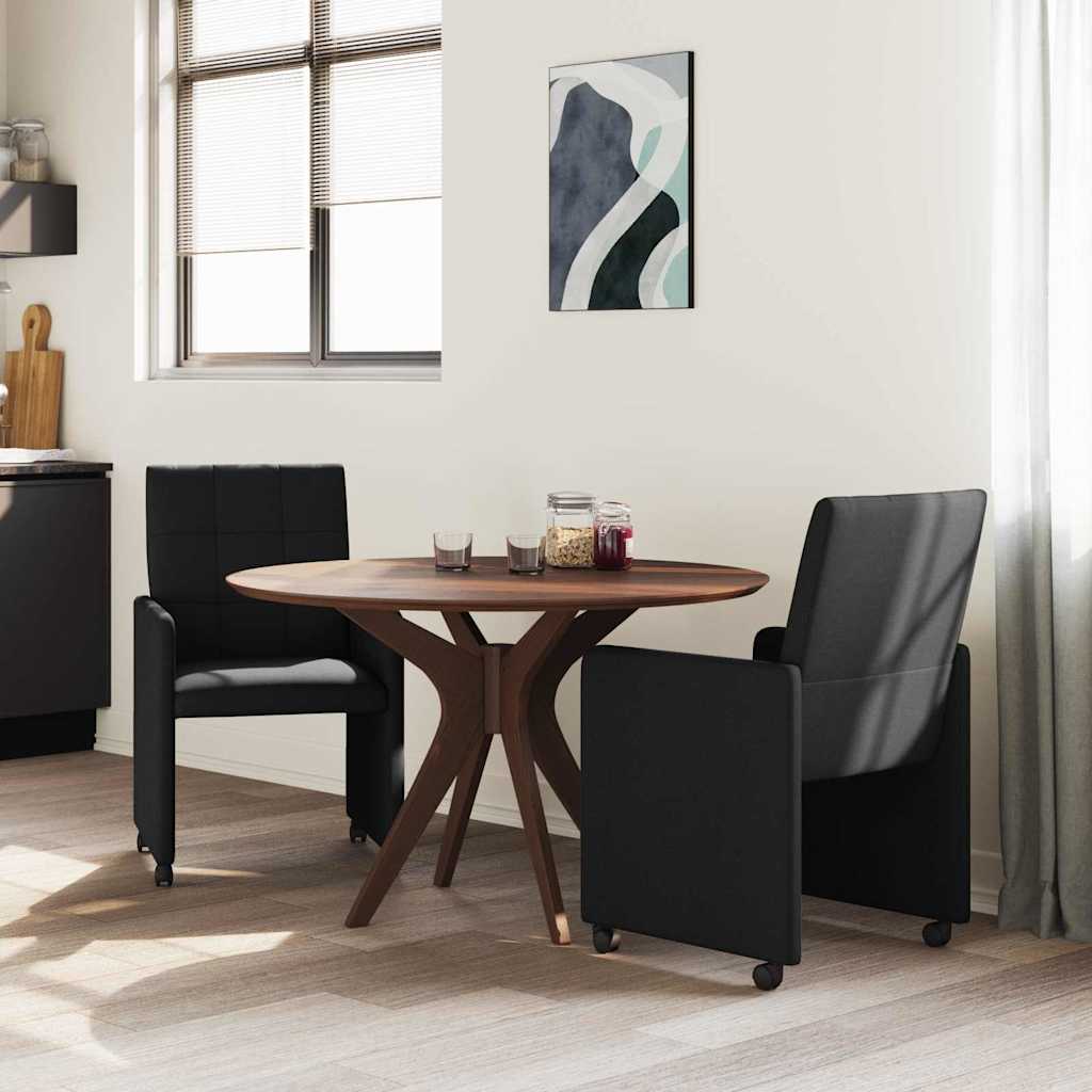 Ēdamistabas Krēsli ar Ritentiņiem 2 gab. Melni 58 x 65 x 94 cm Audums