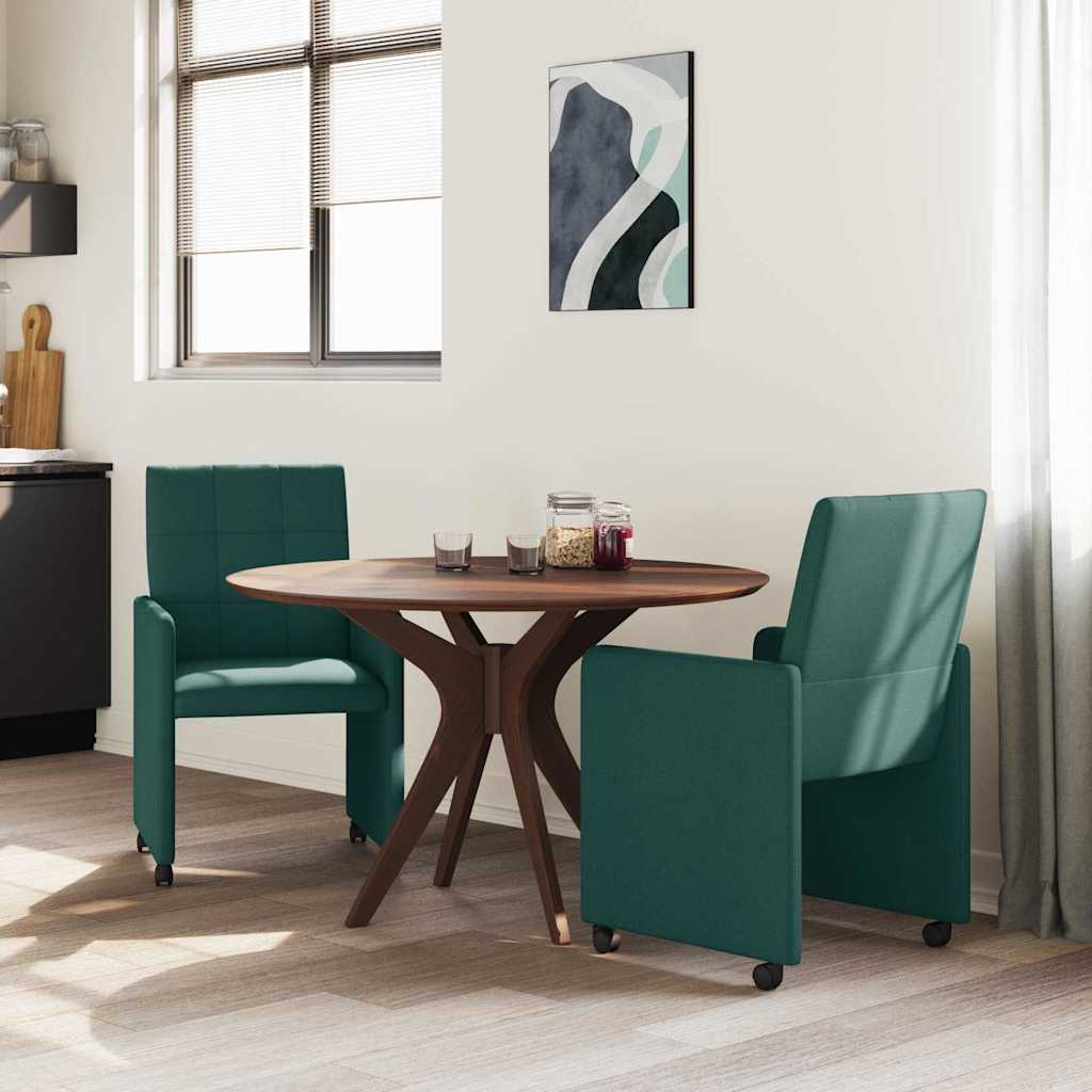 Valgomojo Kėdės su Ratukais 2 pcs Tamsiai žalia 58 x 65 x 94 cm