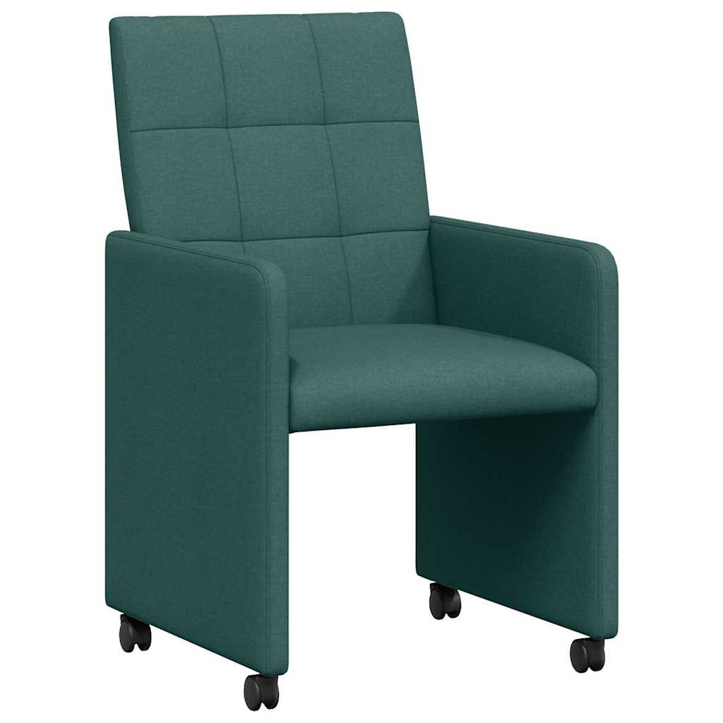 Valgomojo Kėdės su Ratukais 2 pcs Tamsiai žalia 58 x 65 x 94 cm