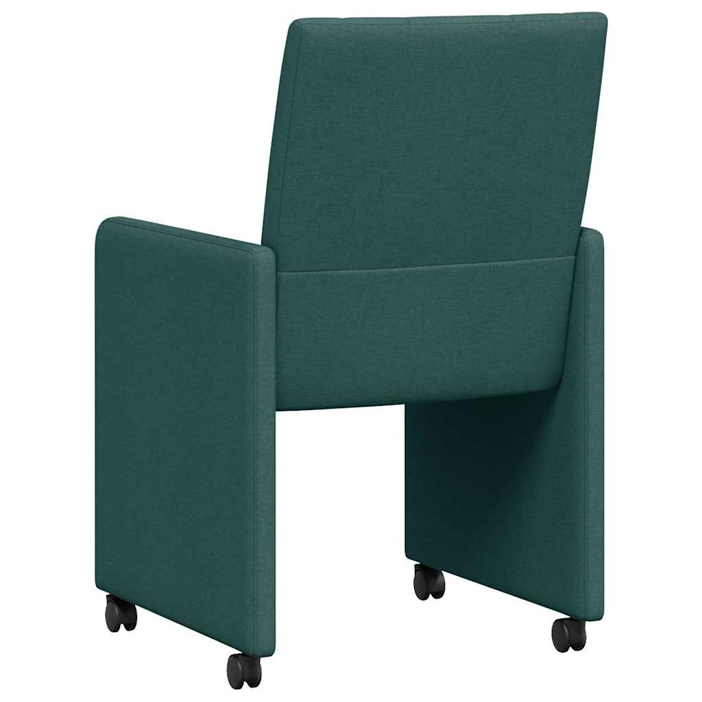 Valgomojo Kėdės su Ratukais 2 pcs Tamsiai žalia 58 x 65 x 94 cm