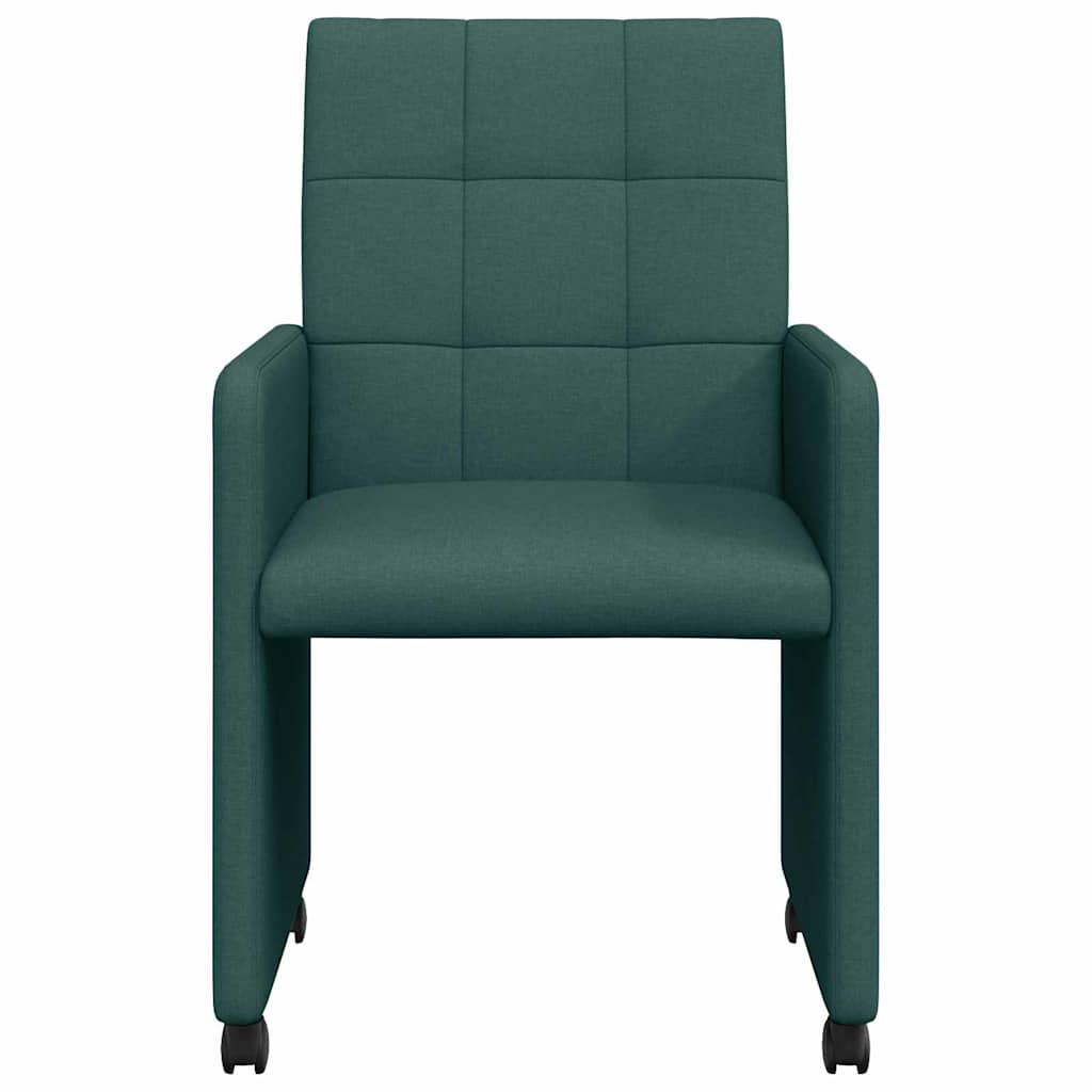 Valgomojo Kėdės su Ratukais 2 pcs Tamsiai žalia 58 x 65 x 94 cm