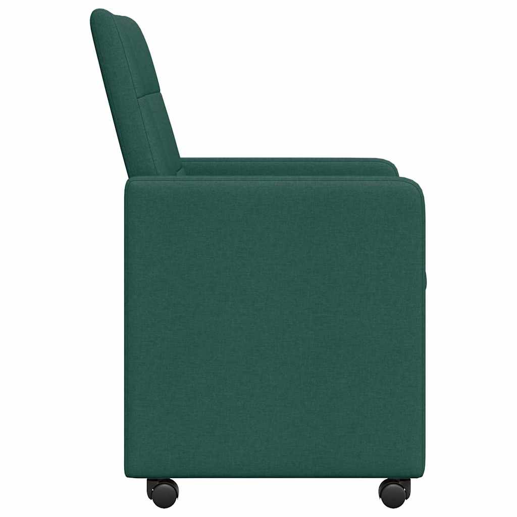 Valgomojo Kėdės su Ratukais 2 pcs Tamsiai žalia 58 x 65 x 94 cm