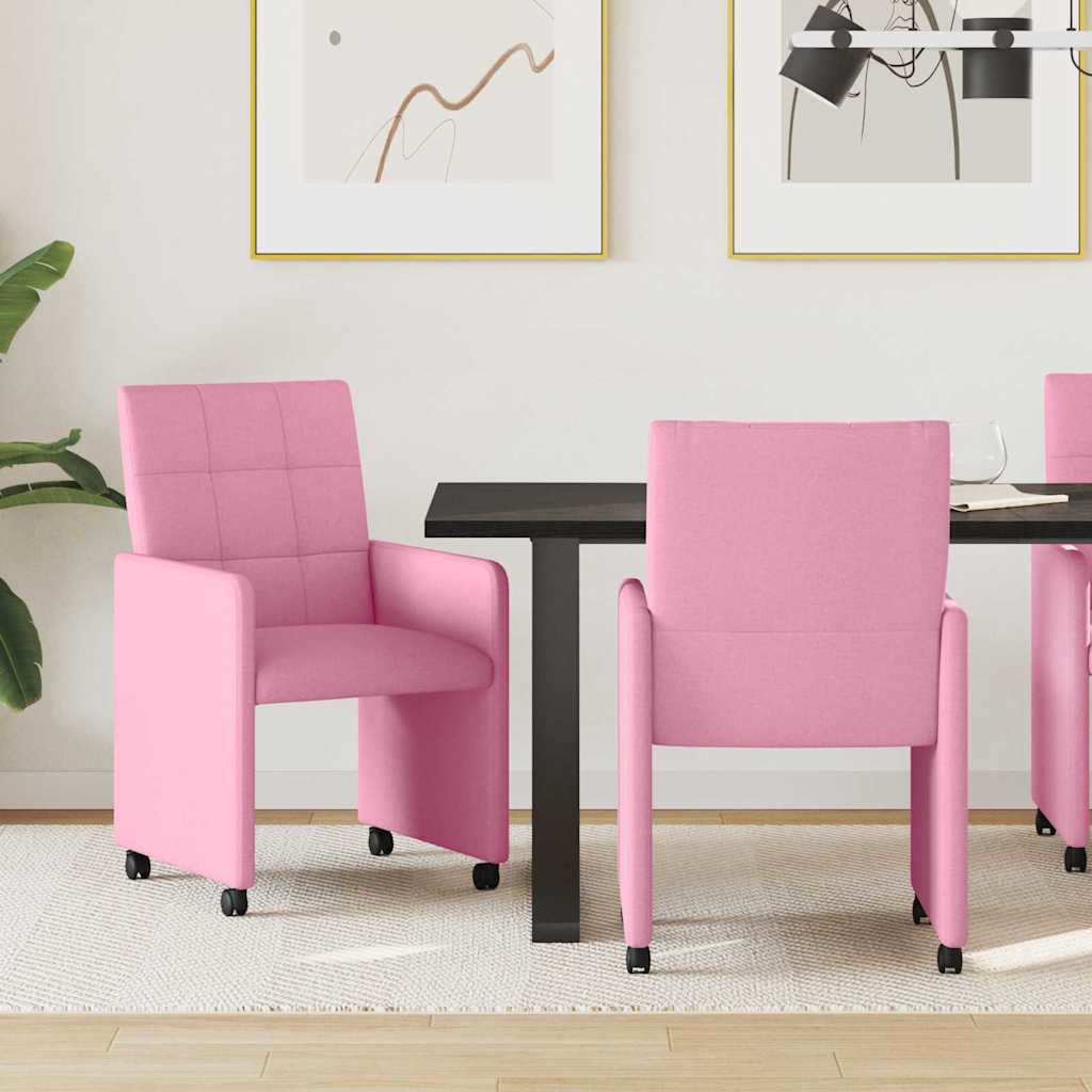 Valgomojo Kėdės su Ratukais 2 pcs Rožinė 58 x 65 x 94 cm
