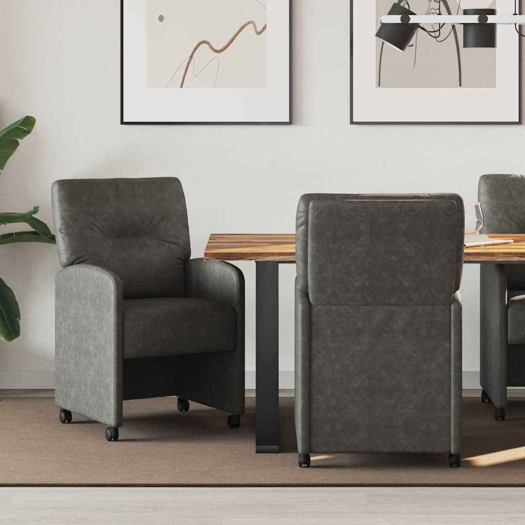 Valgomojo Kėdės su Ratukais 2 pcs Juoda 57 x 67 x 95 cm