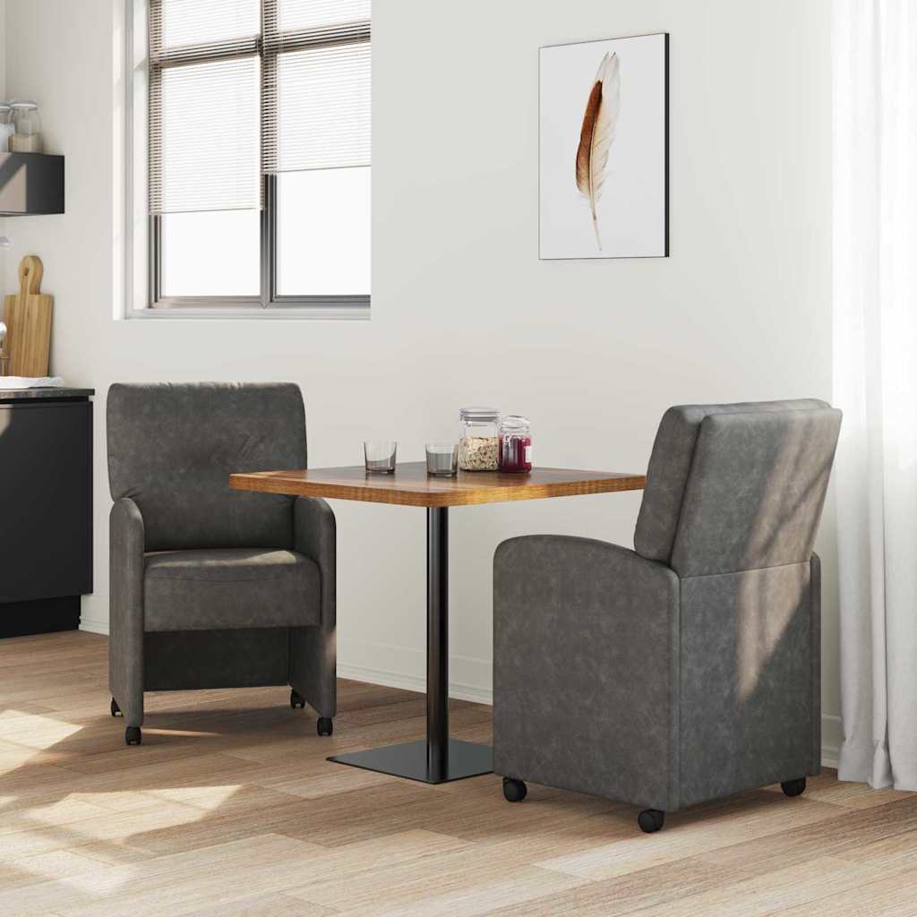 Valgomojo Kėdės su Ratukais 2 pcs Juoda 57 x 67 x 95 cm