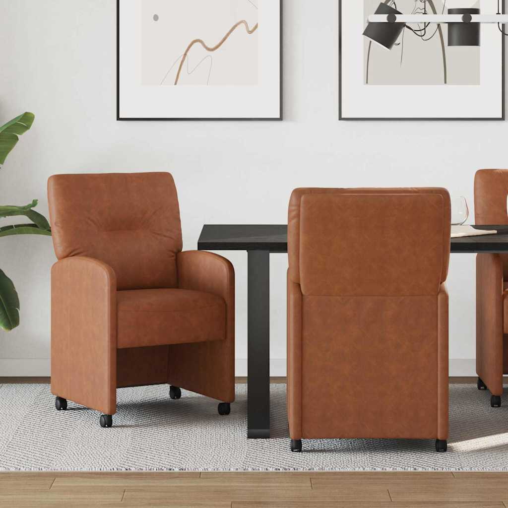 Dining Chairs with Castors 2 pcs Brown 57 x 67 x 95 cm