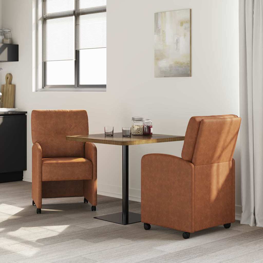 Dining Chairs with Castors 2 pcs Brown 57 x 67 x 95 cm