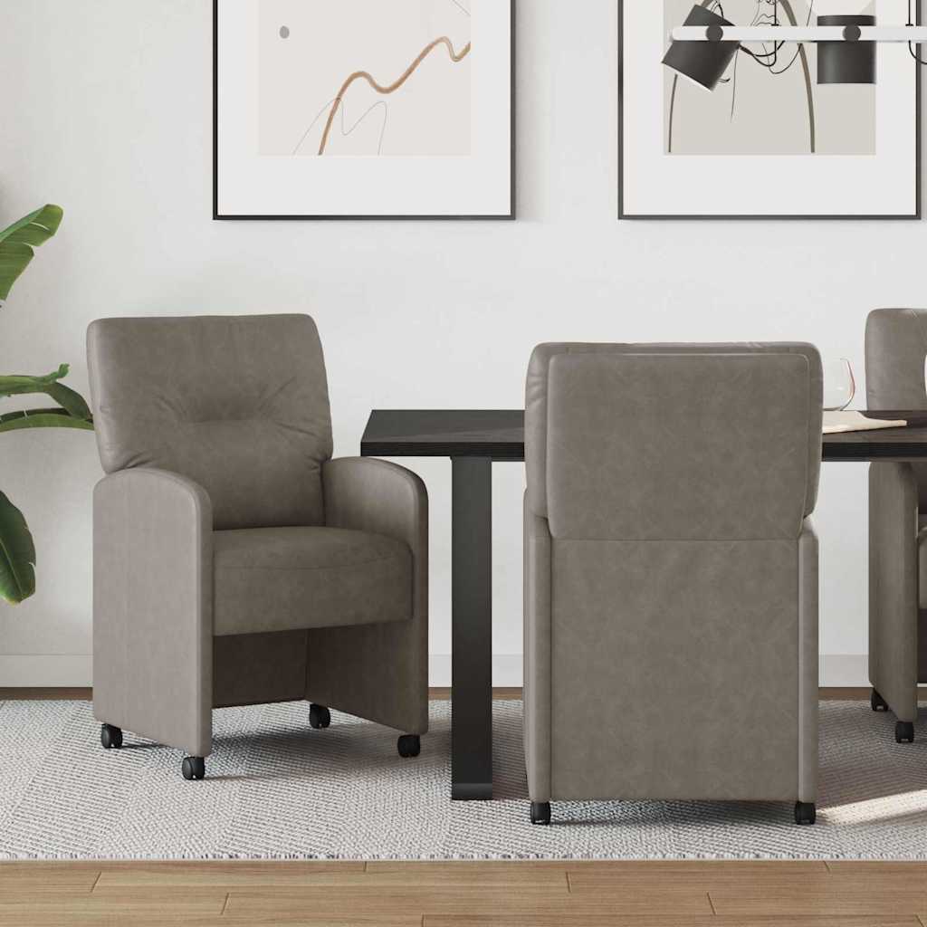 Valgomojo Kėdės su Ratukais 2 pcs Pilka 57 x 67 x 95 cm