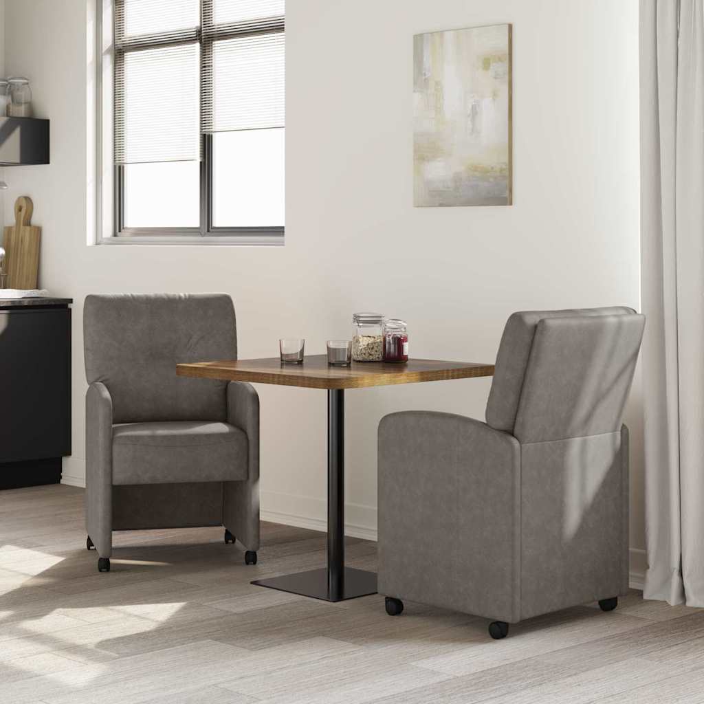Valgomojo Kėdės su Ratukais 2 pcs Pilka 57 x 67 x 95 cm