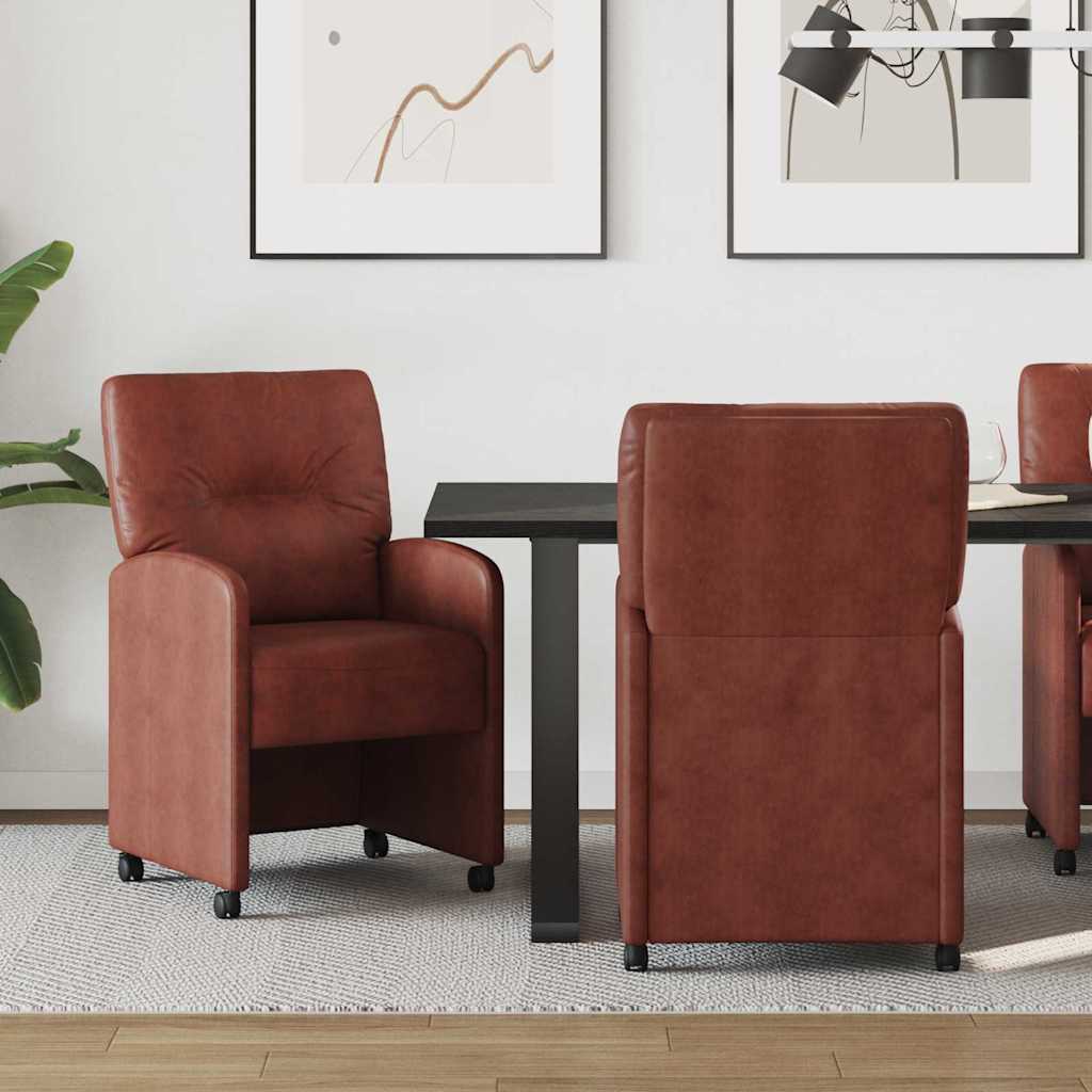 Valgomojo Kėdės su Ratukais 2 pcs Blizgiai ruda 57 x 67 x 95 cm