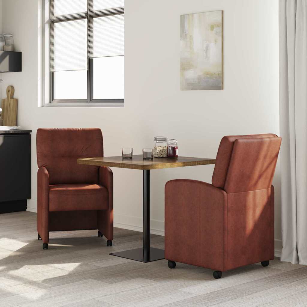 Valgomojo Kėdės su Ratukais 2 pcs Blizgiai ruda 57 x 67 x 95 cm