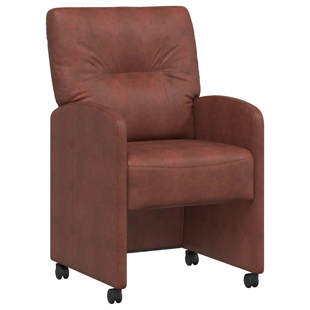 Valgomojo Kėdės su Ratukais 2 pcs Blizgiai ruda 57 x 67 x 95 cm