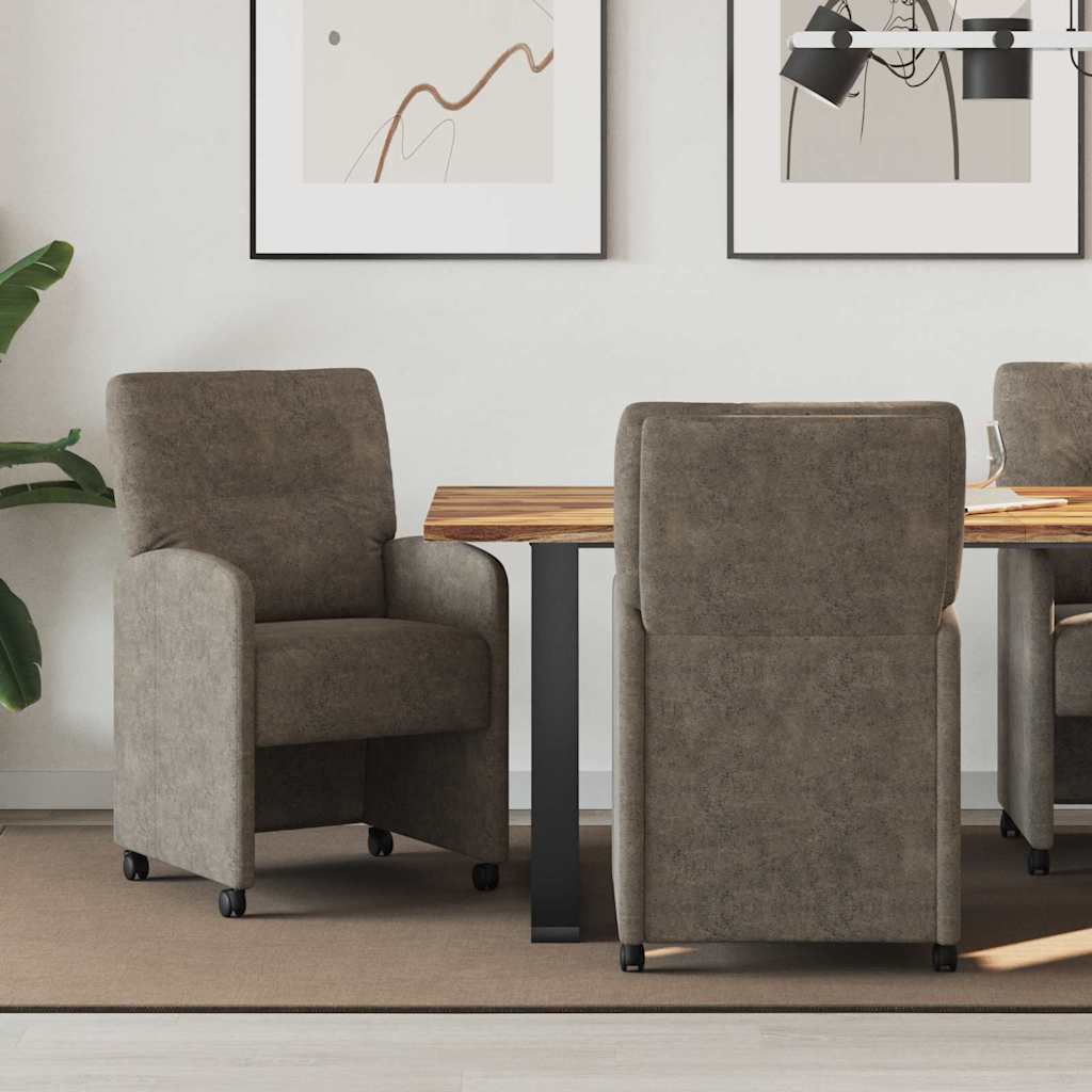Dining Chairs with Wheels 2 pcs Dark Grey 57 x 67 x 95 cm