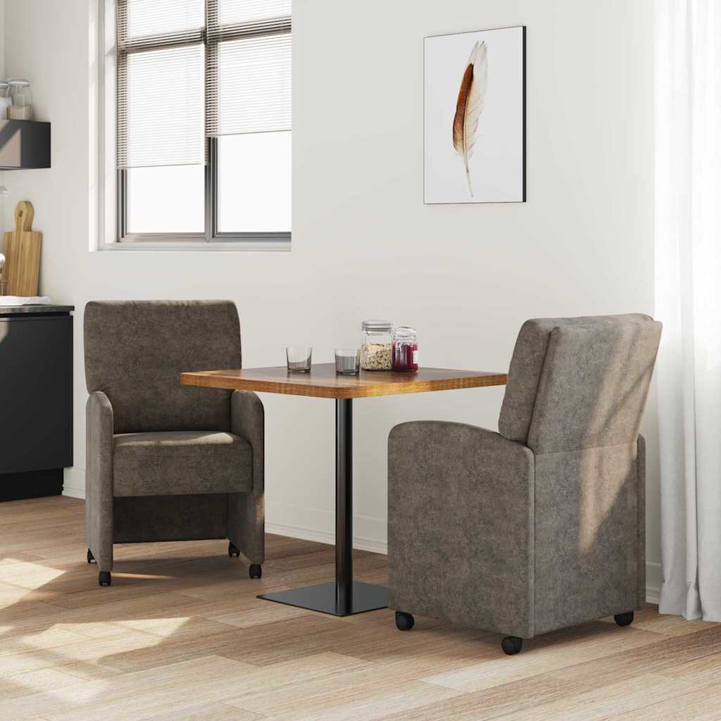 Dining Chairs with Wheels 2 pcs Dark Grey 57 x 67 x 95 cm