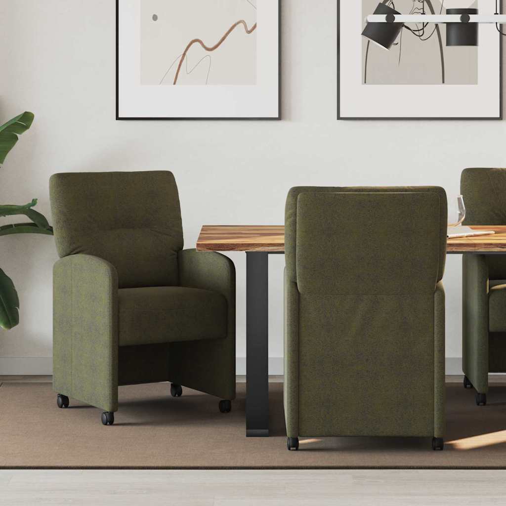 Valgomojo Kėdės su Ratukais 2 pcs Armijos žalia 57 x 67 x 95 cm