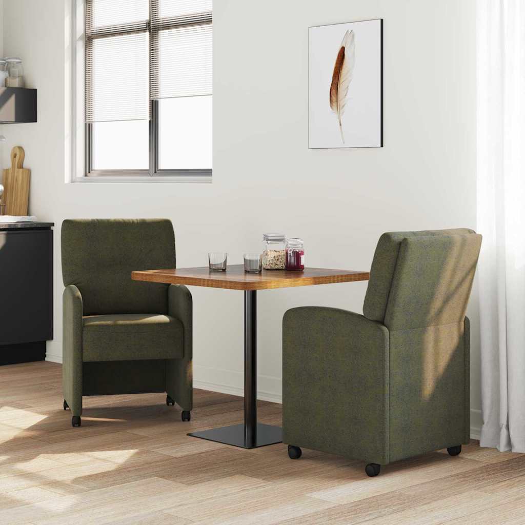 Valgomojo Kėdės su Ratukais 2 pcs Armijos žalia 57 x 67 x 95 cm