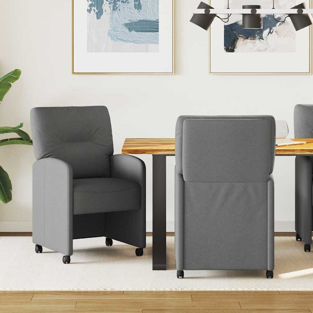 Valgomojo Kėdės su Ratukais 2 pcs Tamsiai pilka 57 x 67 x 95 cm