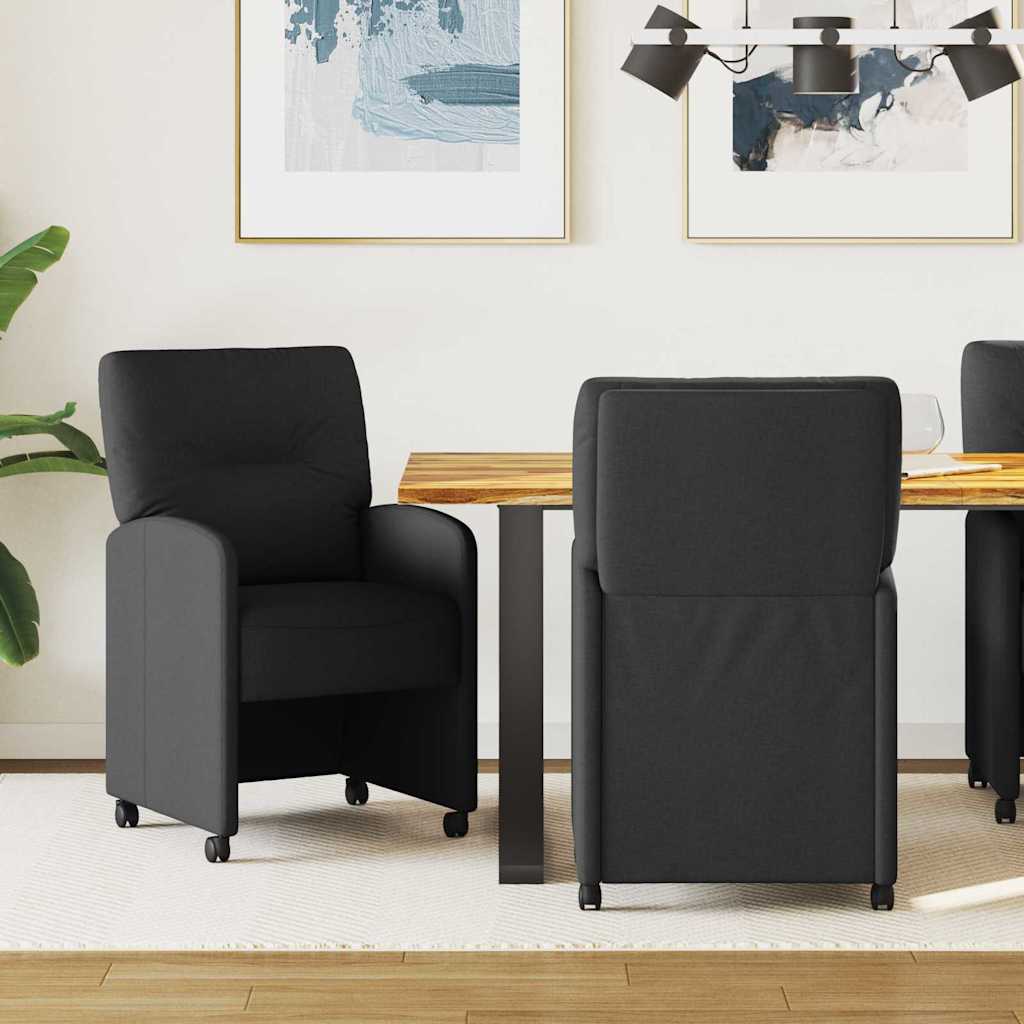 Ēdamistabas krēsli ar ritentiņiem 2 gab. melni 57 x 67 x 95 cm audums