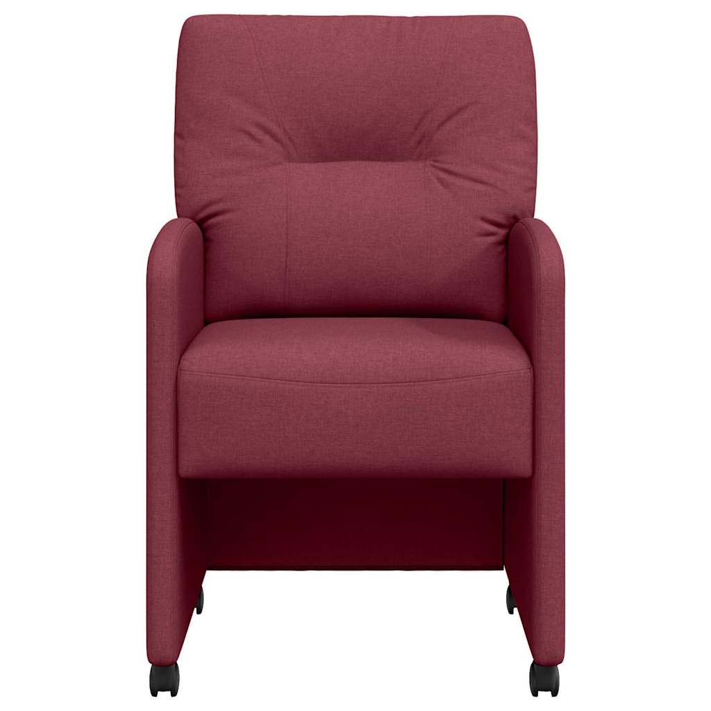 Valgomojo Kėdės su Ratukais 2 pcs Vyno raudonumo audinys