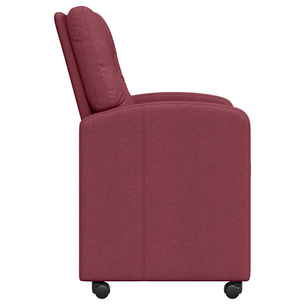 Valgomojo Kėdės su Ratukais 2 pcs Vyno raudonumo audinys