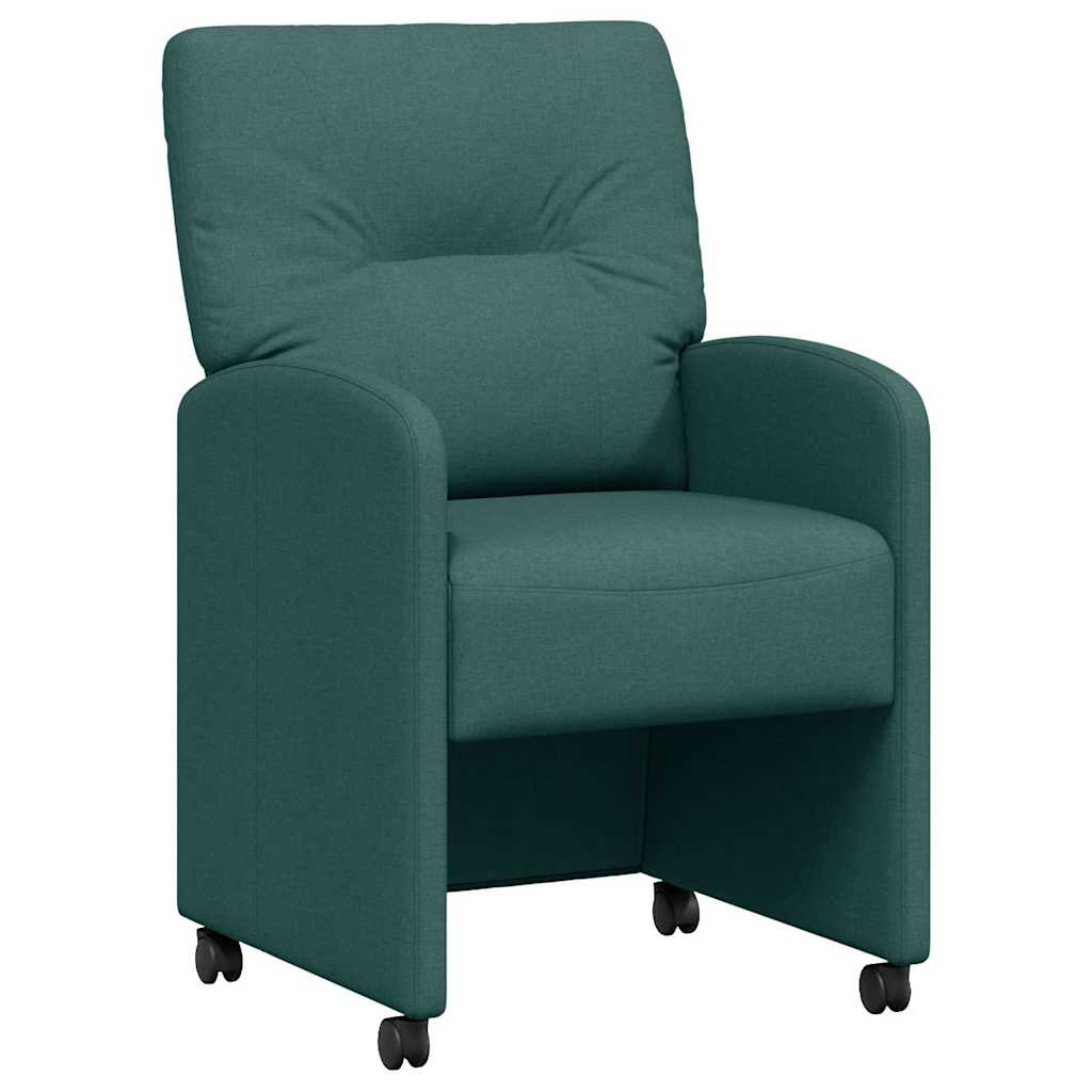 Valgomojo Kėdės su Ratukais 2 pcs Tamsiai žalia 57 x 67 x 95 cm