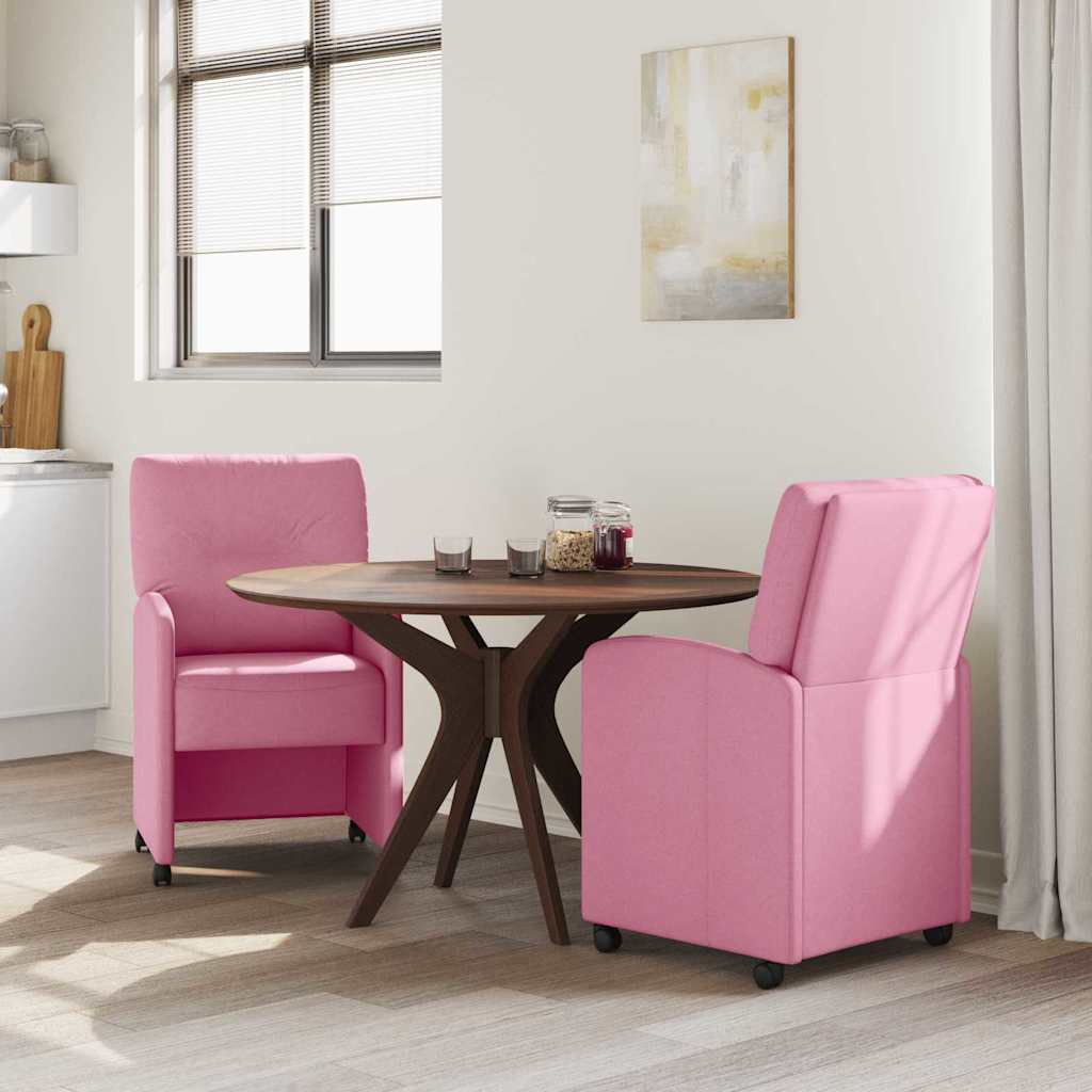 Valgomojo Kėdės su Ratukais 2 pcs Rožinė 57 x 67 x 95 cm