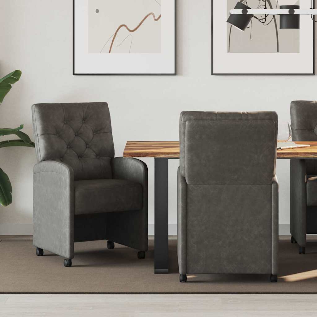 Valgomojo Kėdės su Ratukais 2 pcs Juoda 58 x 67 x 97 cm