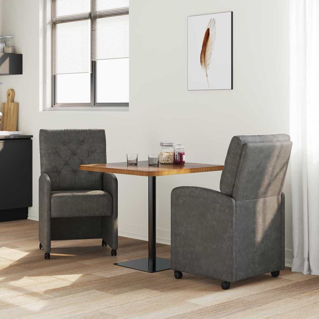 Valgomojo Kėdės su Ratukais 2 pcs Juoda 58 x 67 x 97 cm