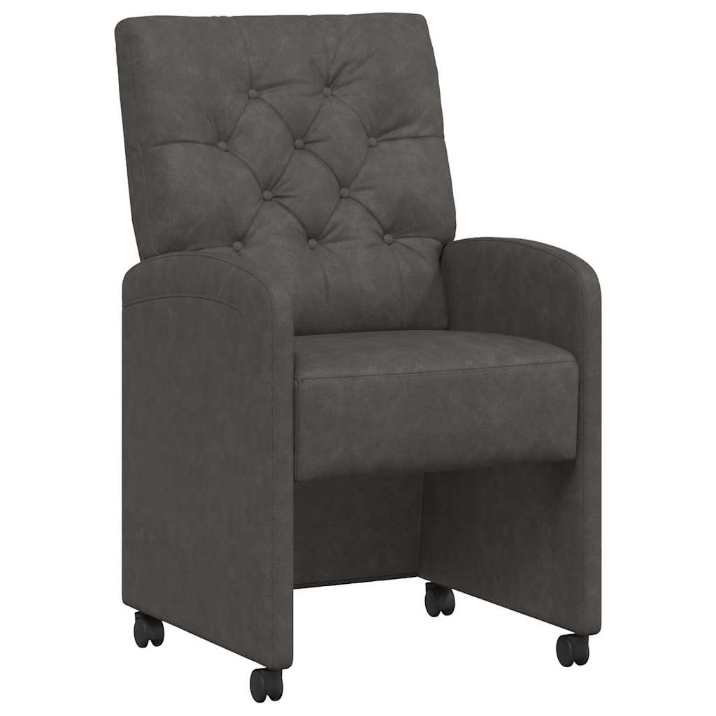 Valgomojo Kėdės su Ratukais 2 pcs Juoda 58 x 67 x 97 cm