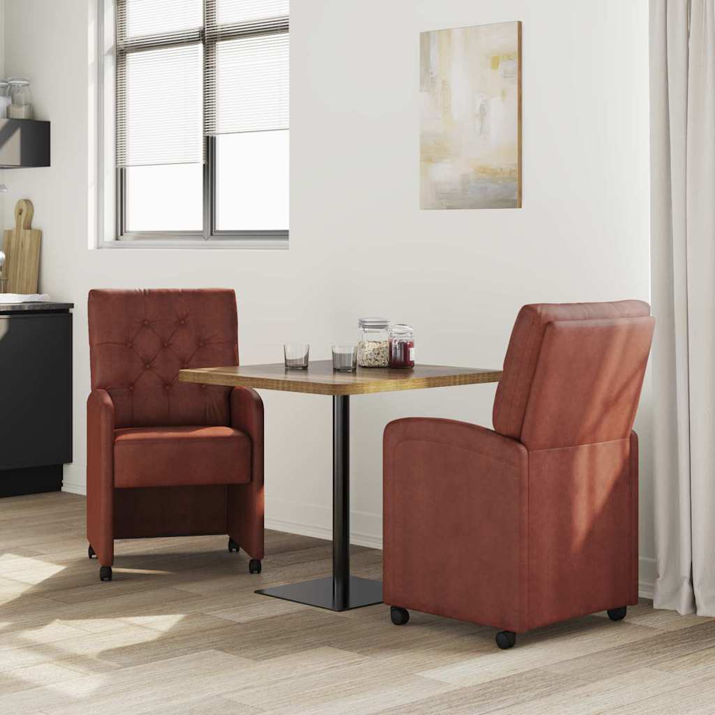 Valgomojo Kėdės su Ratukais 2 pcs Blizgiai ruda 58 x 67 x 97 cm