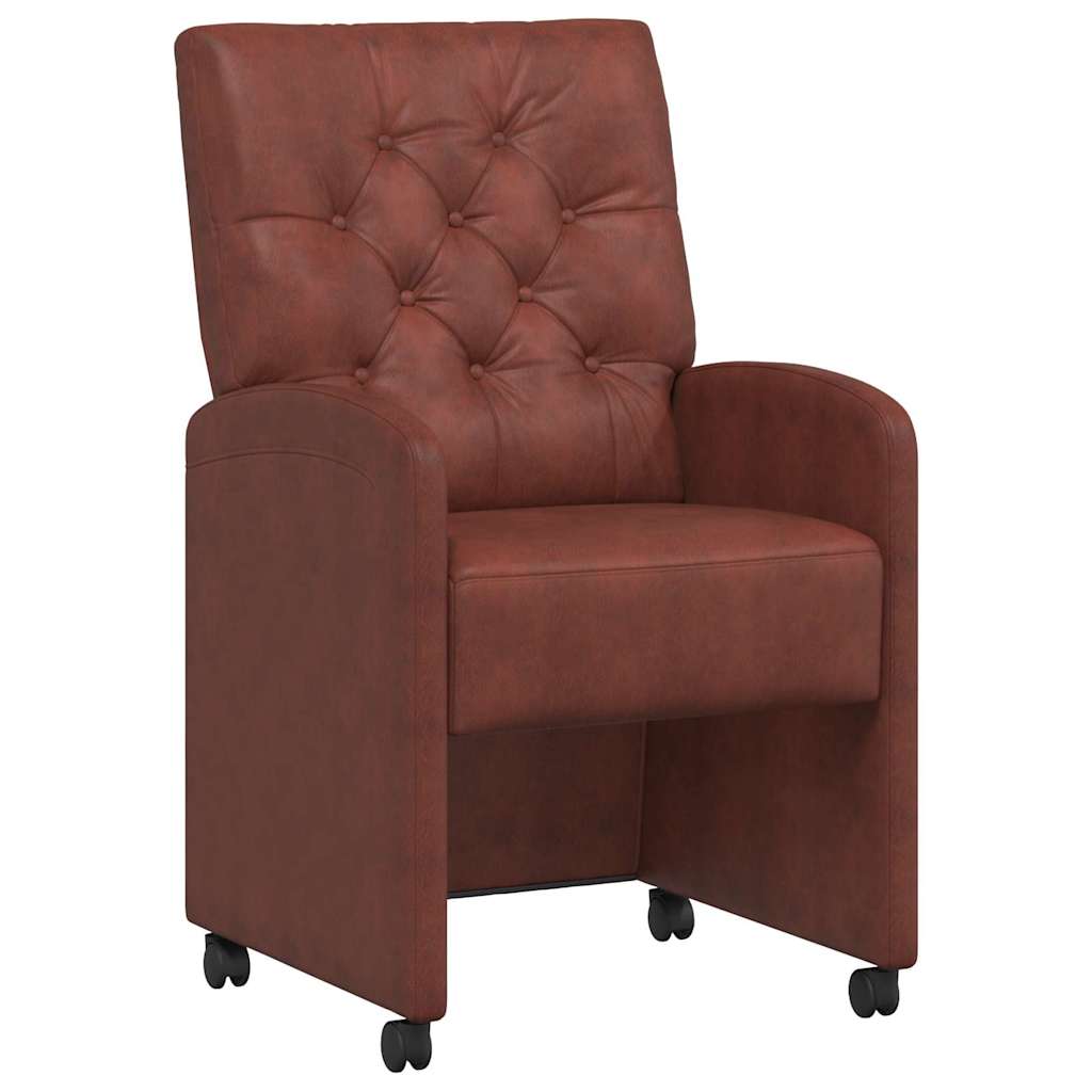 Valgomojo Kėdės su Ratukais 2 pcs Blizgiai ruda 58 x 67 x 97 cm