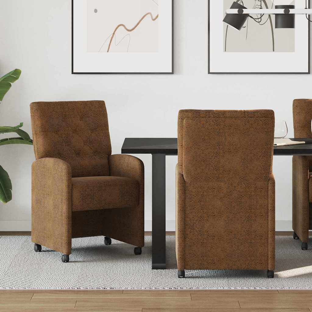 Dining Chairs with Castors 2 pcs Brown 58 x 67 x 97 cm