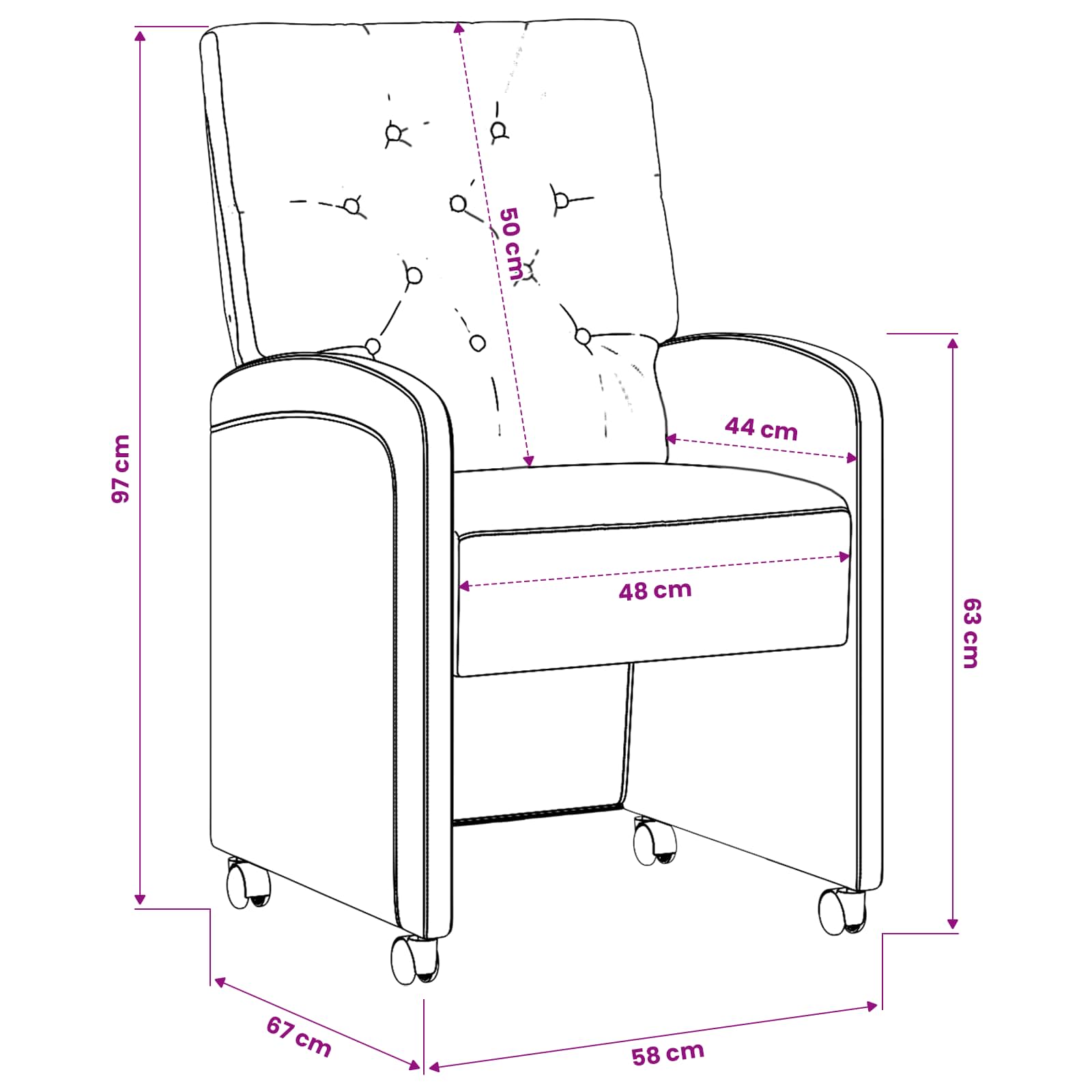 Dining Chairs with Castors 2 pcs Light Grey