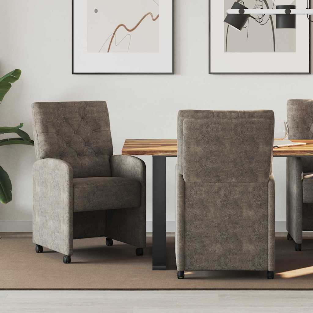 Valgomojo Kėdės su Ratukais 2 pcs Tamsiai pilka 58 x 67 x 97 cm