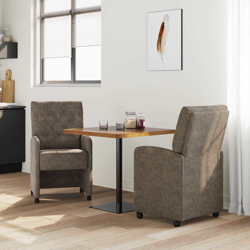 Valgomojo Kėdės su Ratukais 2 pcs Tamsiai pilka 58 x 67 x 97 cm