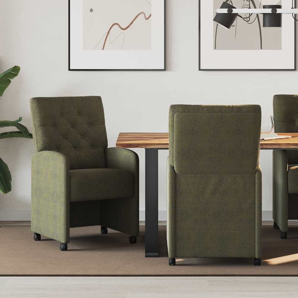 Valgomojo Kėdės su Ratukais 2 pcs Armijos žalia 58 x 67 x 97 cm