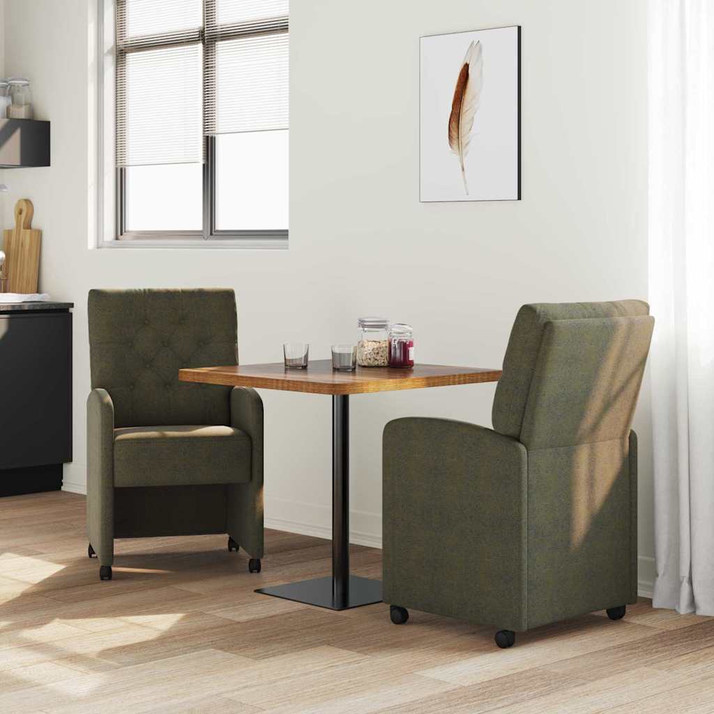 Valgomojo Kėdės su Ratukais 2 pcs Armijos žalia 58 x 67 x 97 cm
