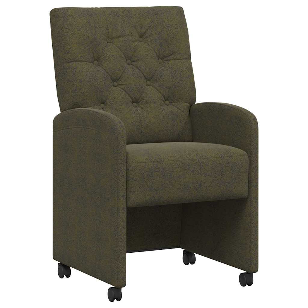Valgomojo Kėdės su Ratukais 2 pcs Armijos žalia 58 x 67 x 97 cm
