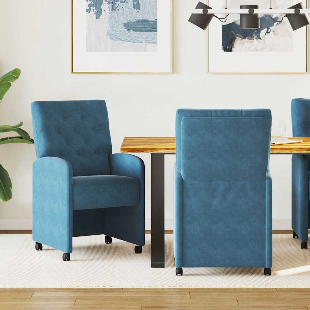 Valgomojo Kėdės su Ratukais 2 pcs Mėlyna 58 x 67 x 97 cm